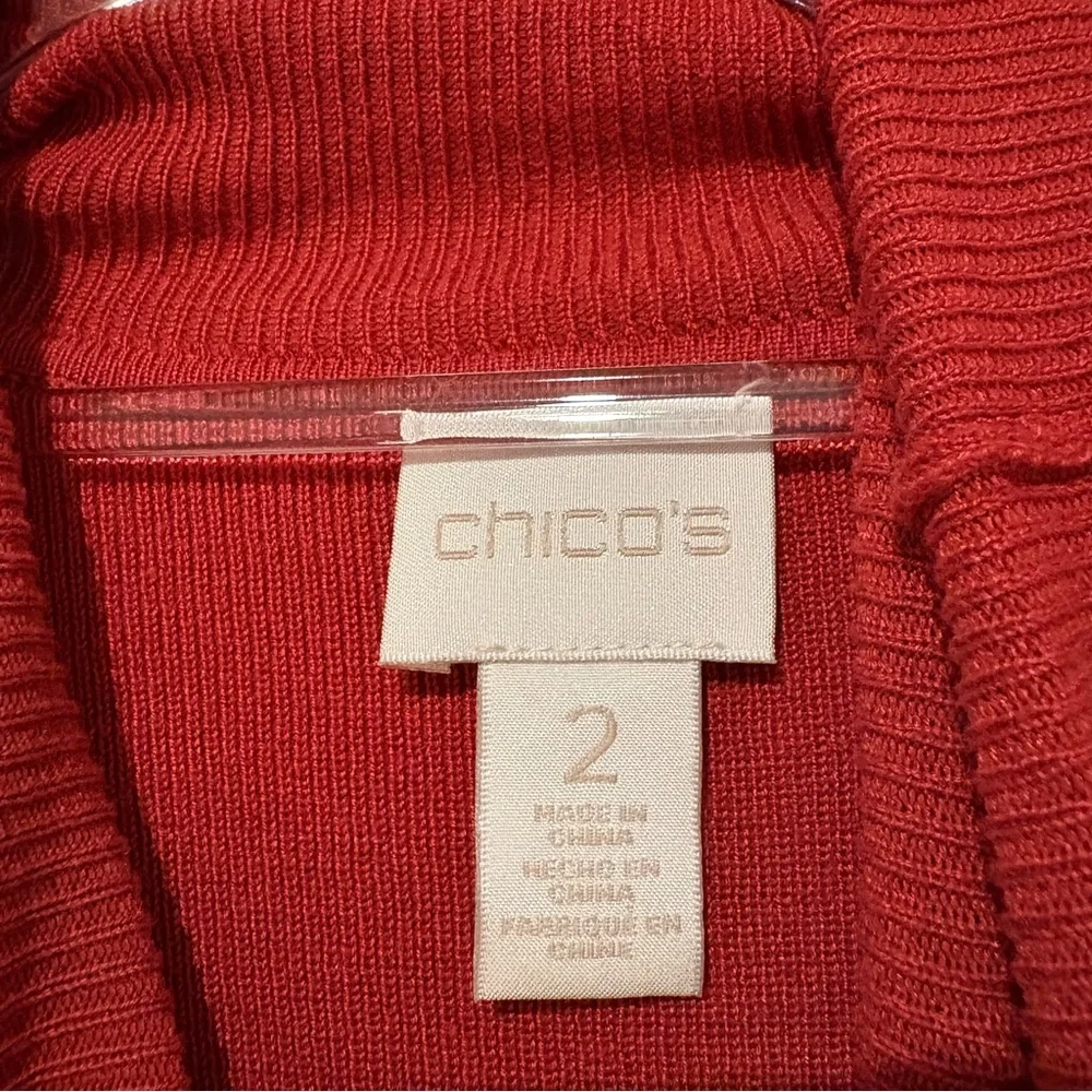 Chico’s ribbed trim turtleneck sweater‎ orange red size 2